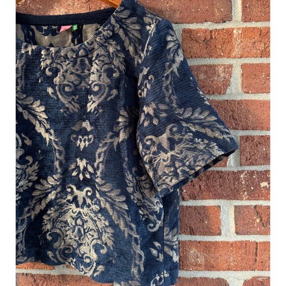 Farm Rio Jacquard Navy Gold Baroque Top M - Picture 10 of 10